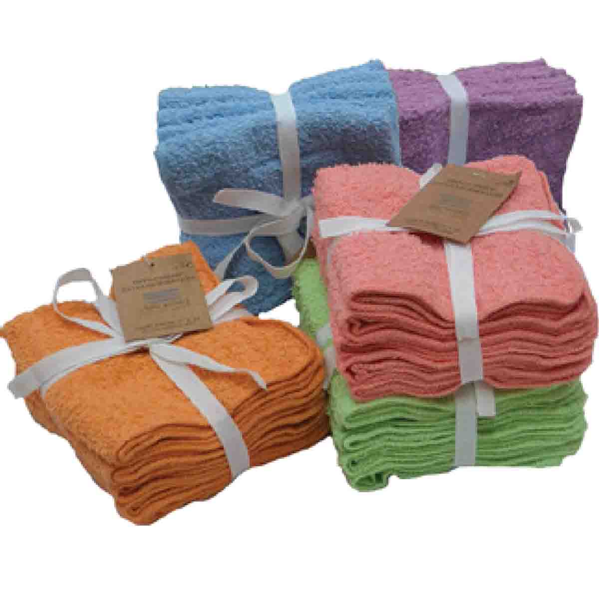 5pk Face Cloth 12x12in Solid Cotton