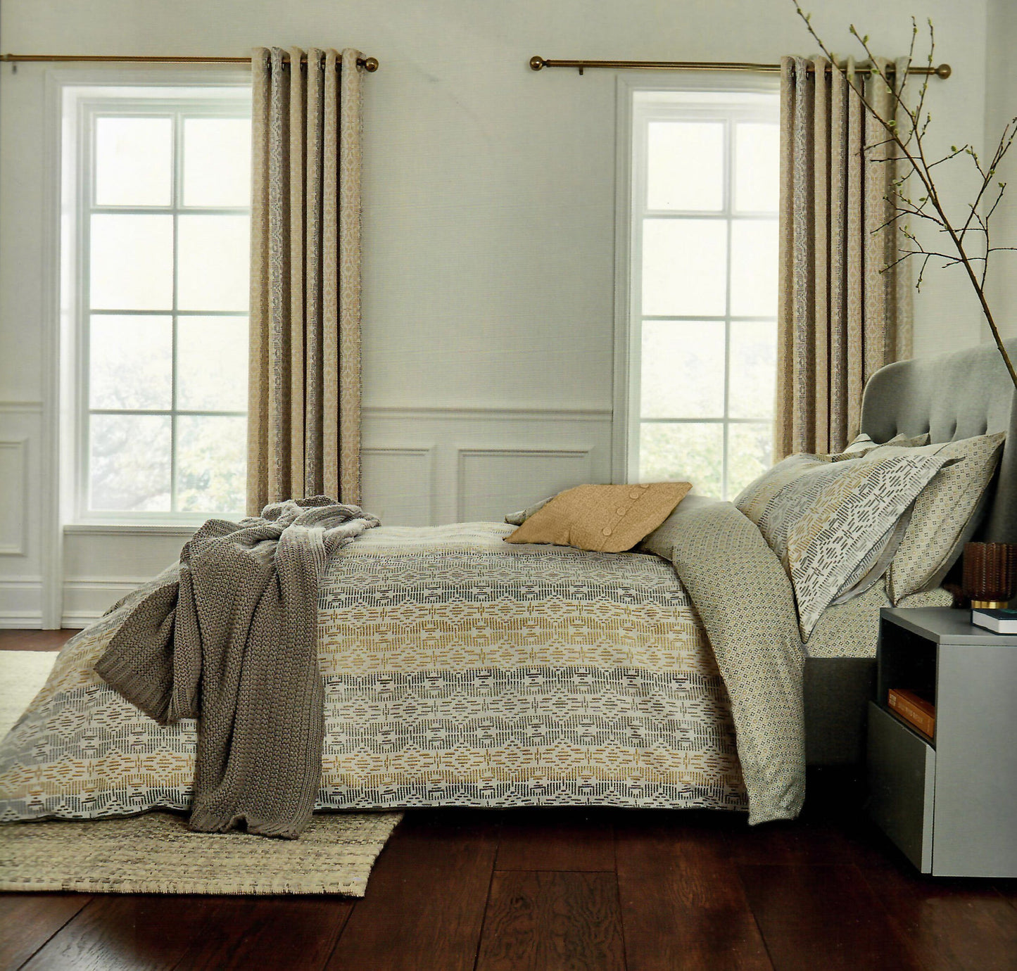 Lauren Taylor - 8 PCS Comforter set Mustard/grey