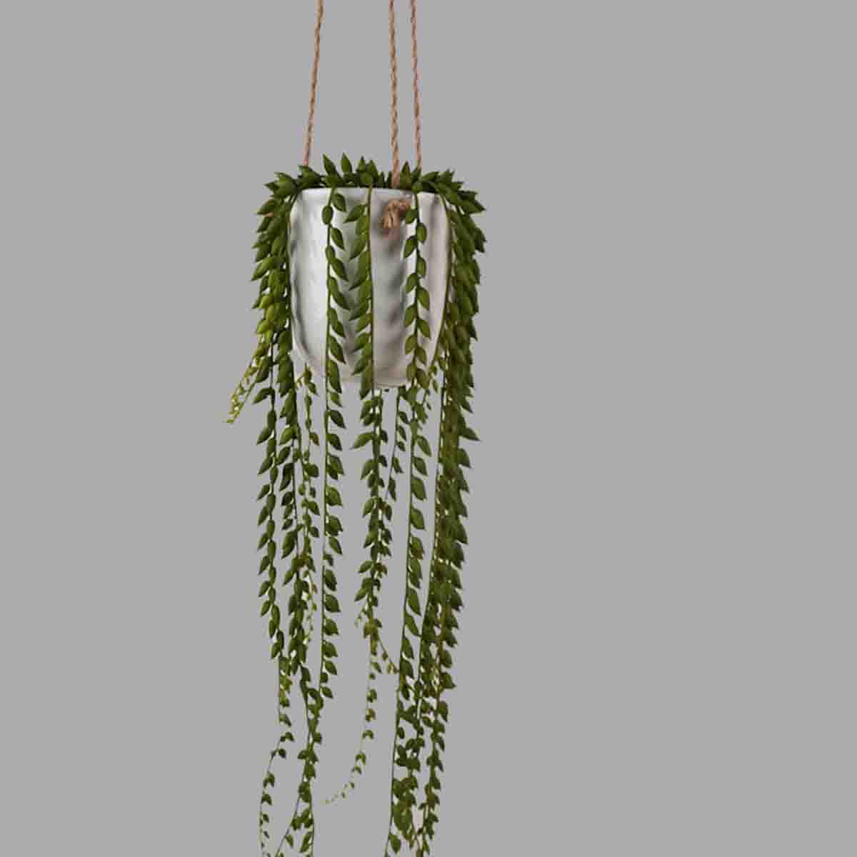 Artificial Hanging Pearl String in Ceramic Pot 56cm