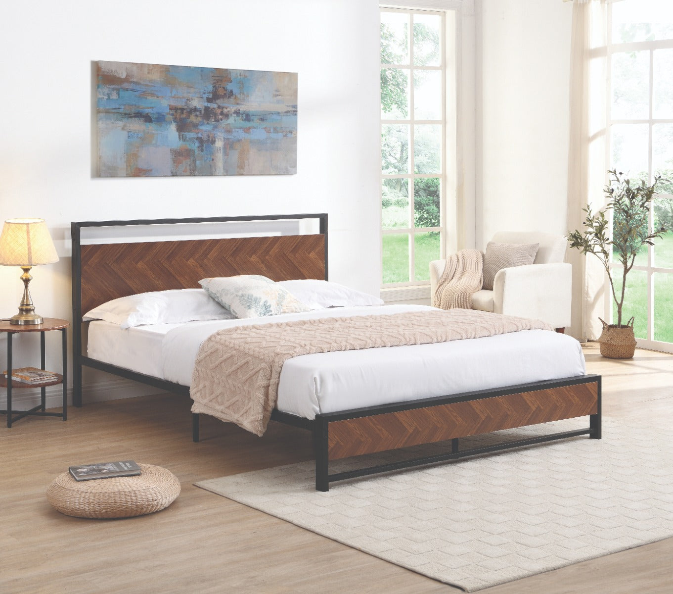Atelier Du Nord- Mosaic Metal Wood Bed Frame