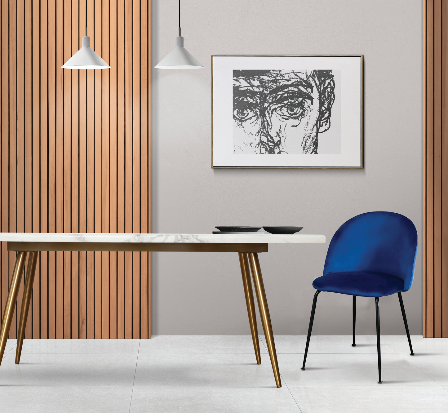 Atelier Du Nord - Dining Chair Velvet With Black Metal Leg