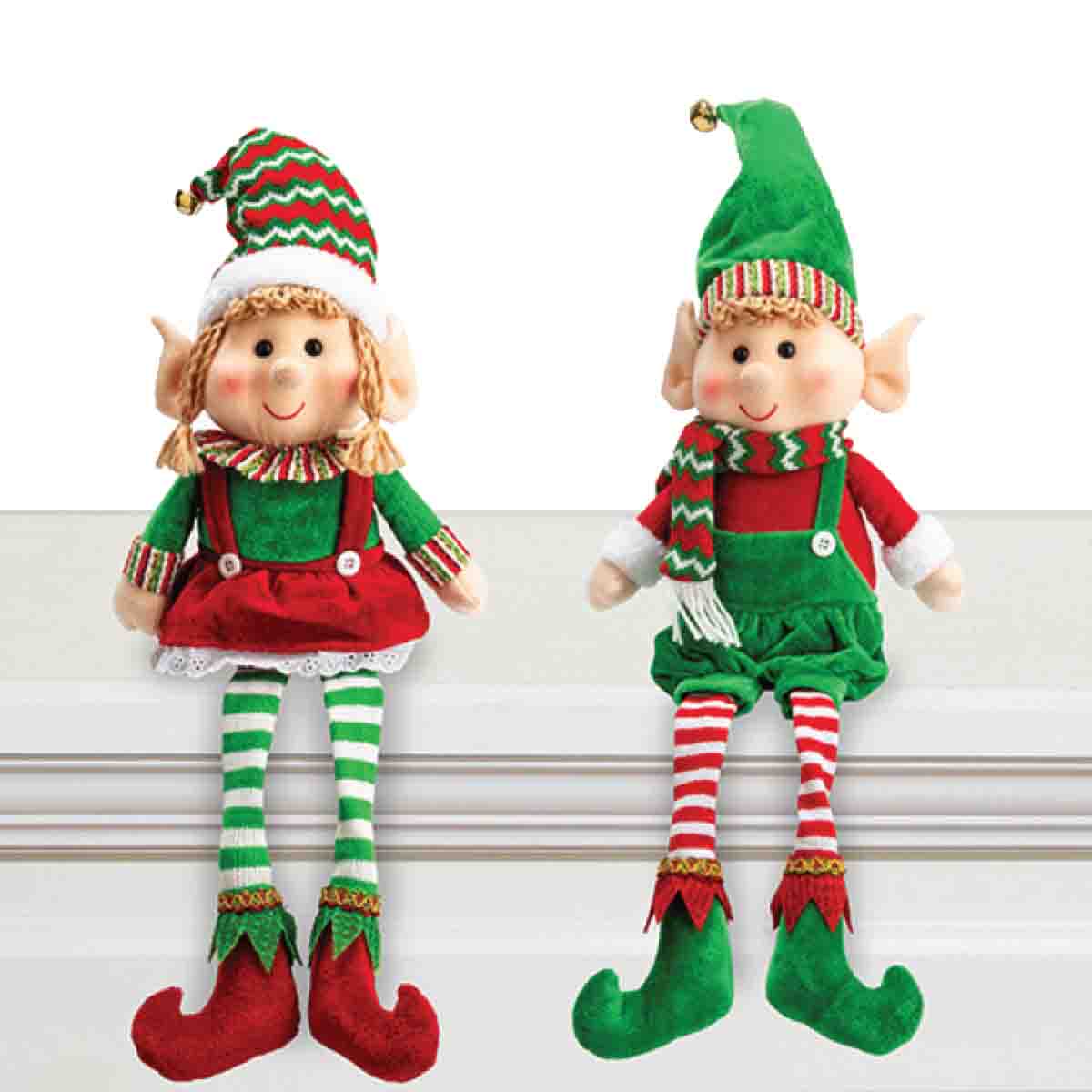 Fabric Sitting Boy/girl Elf With Dangling Legs