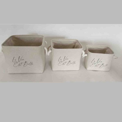 Lauren Taylor- Canvas Baskets with Text 12" D x10"Wx9" H