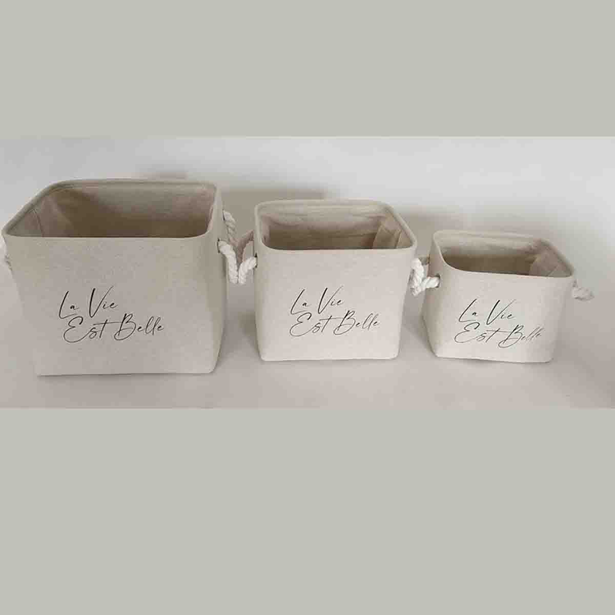 Lauren Taylor- Canvas Baskets with Text 10" D x8"Wx8" H