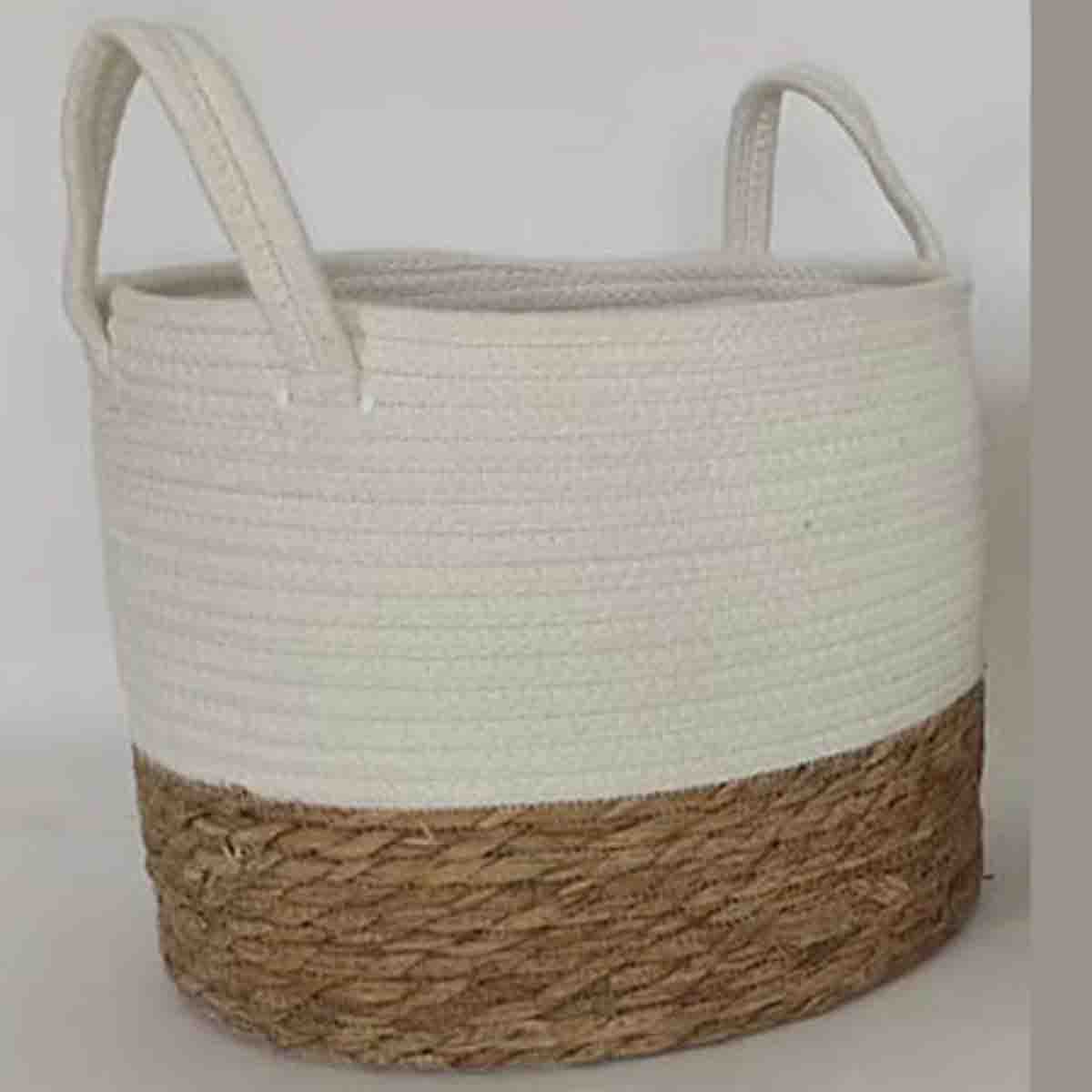 Lauren Taylor- White Round Rope Basket 12"X10"