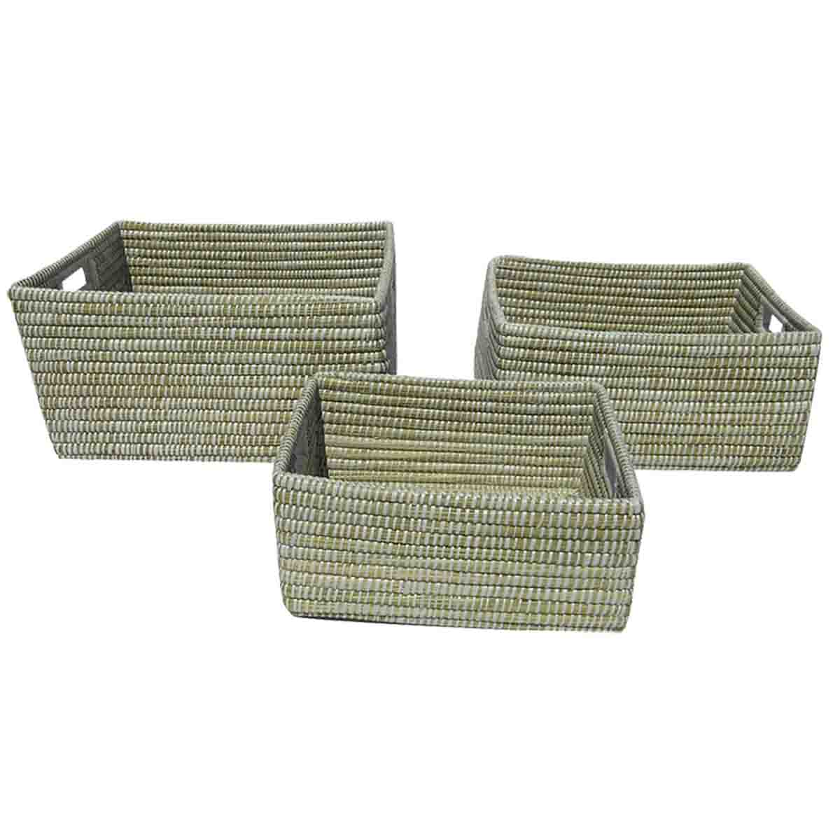 Lauren Taylor-Braided Seagrass Rectangular Basket 12" Lx18" Wx5" H
