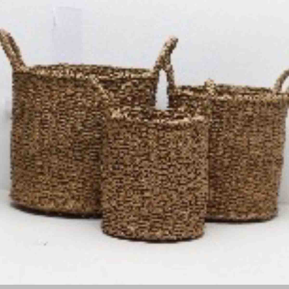 Lauren Taylor-Braided Seagrass Round Basket 12" D x10" H