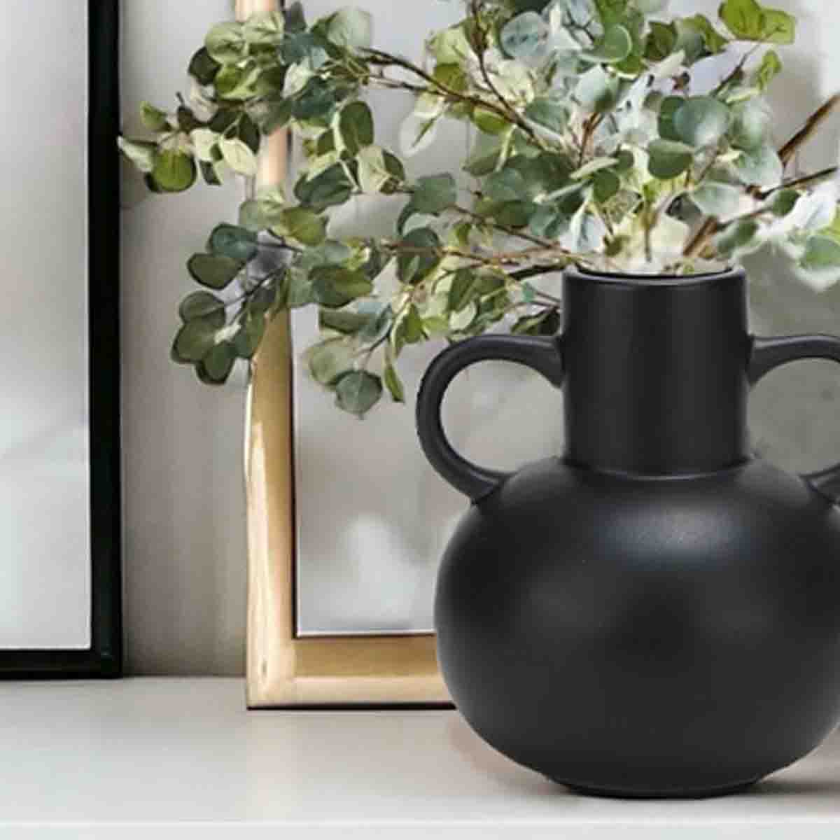Lauren Taylor - Black Ceramic Vase with Handles