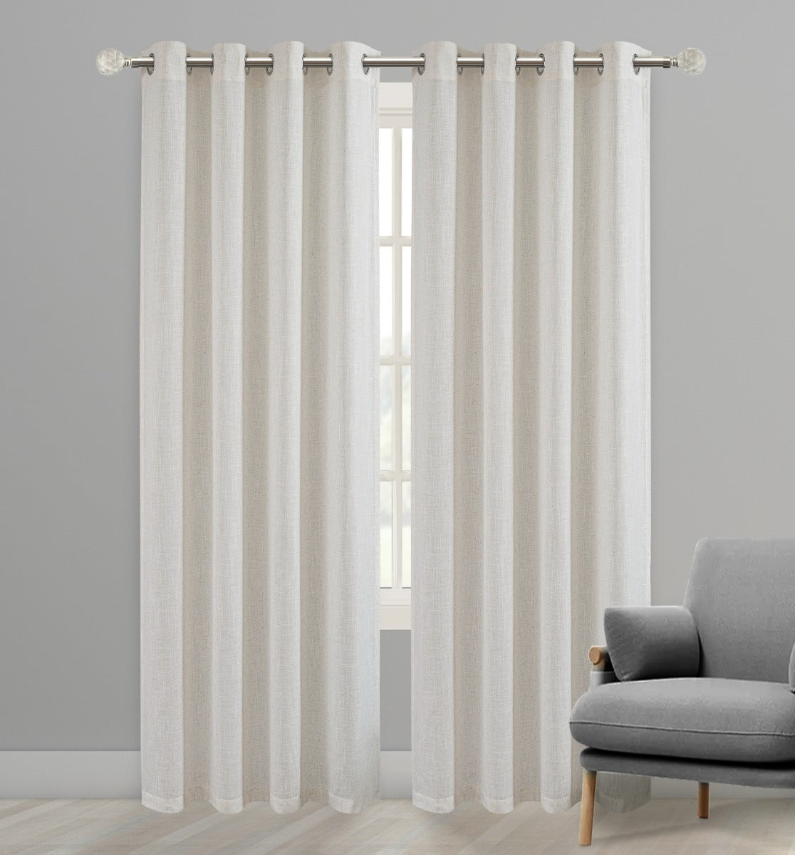 2pk Panels 52x84 Faux Linen Oatmeal