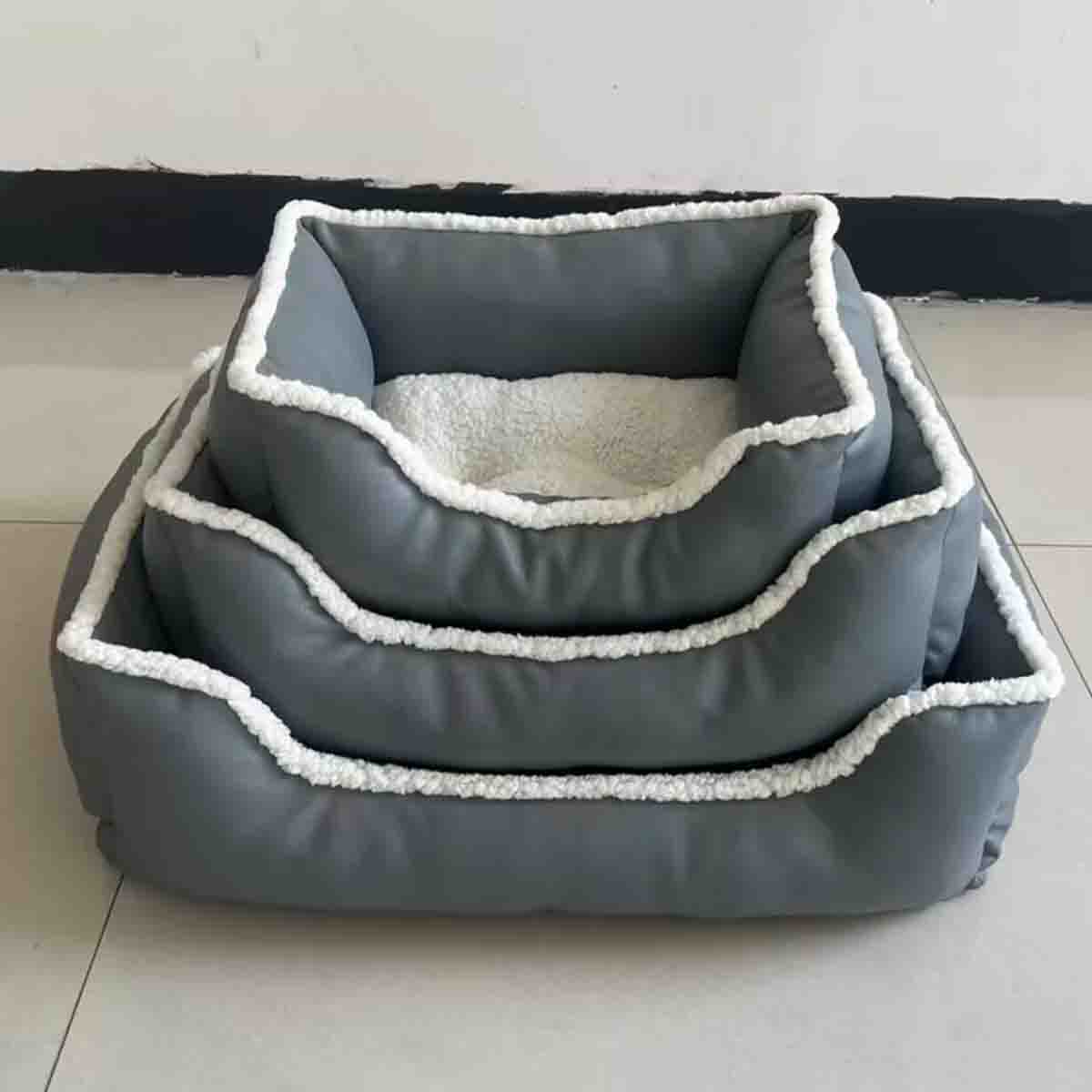 Paws and Whiskers- Pet Bed Grey White