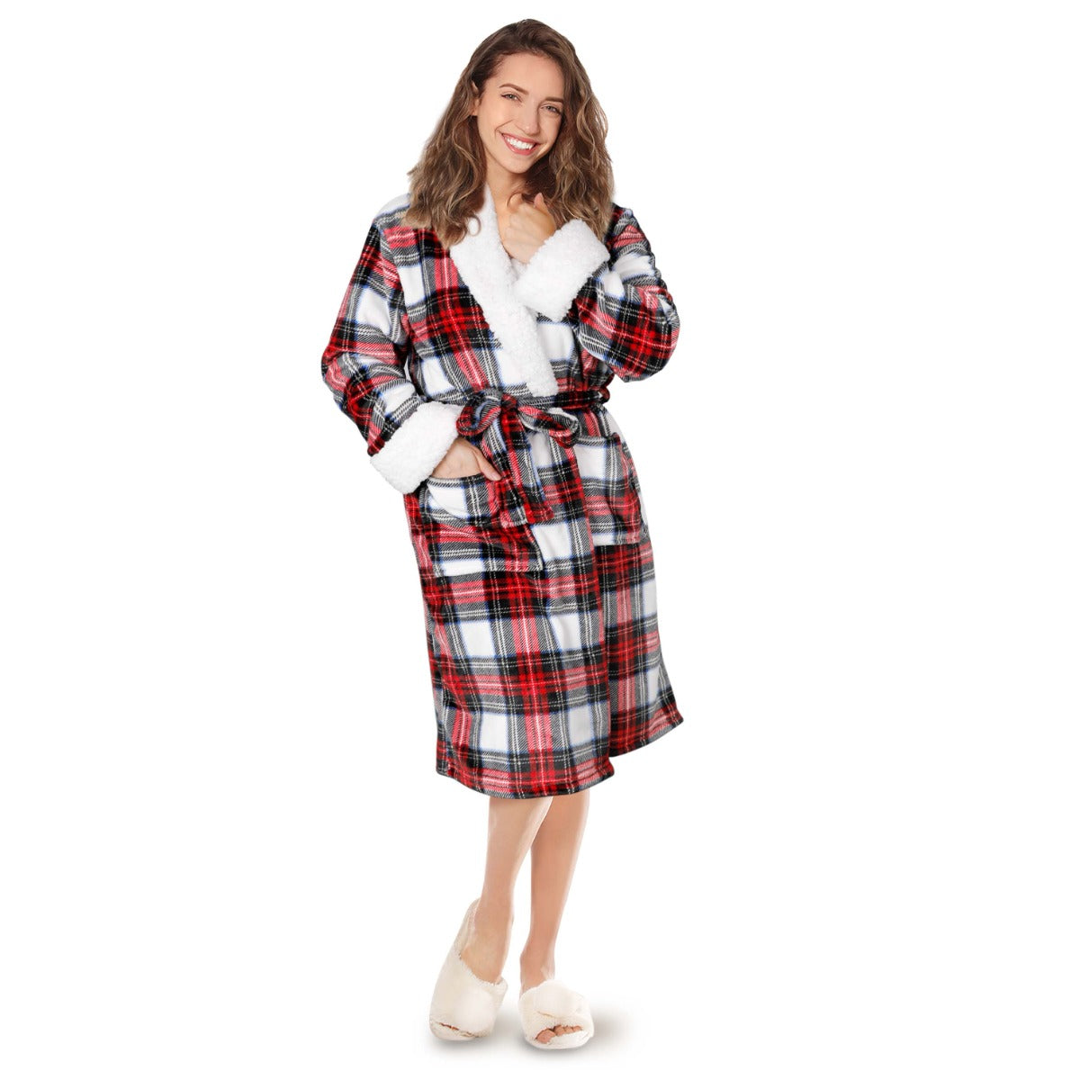 STEWART Velour bathrobe reverse to sherpa