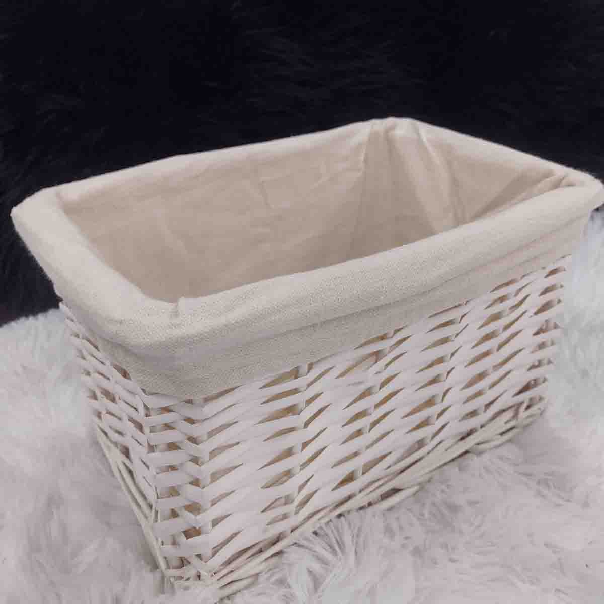 Wicker Basket White 30x20x18cm