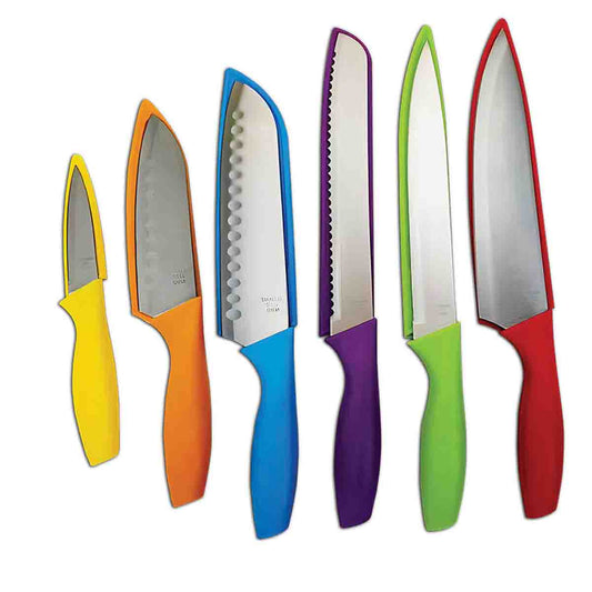 A LA CUISINE - Knife Set with Colorful Slip Covers
