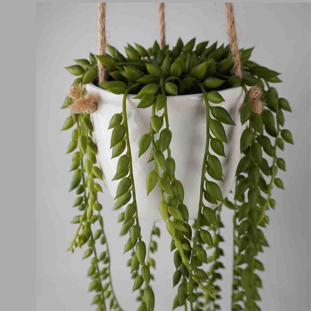 Artificial Hanging Pearl String in Ceramic Pot 56cm