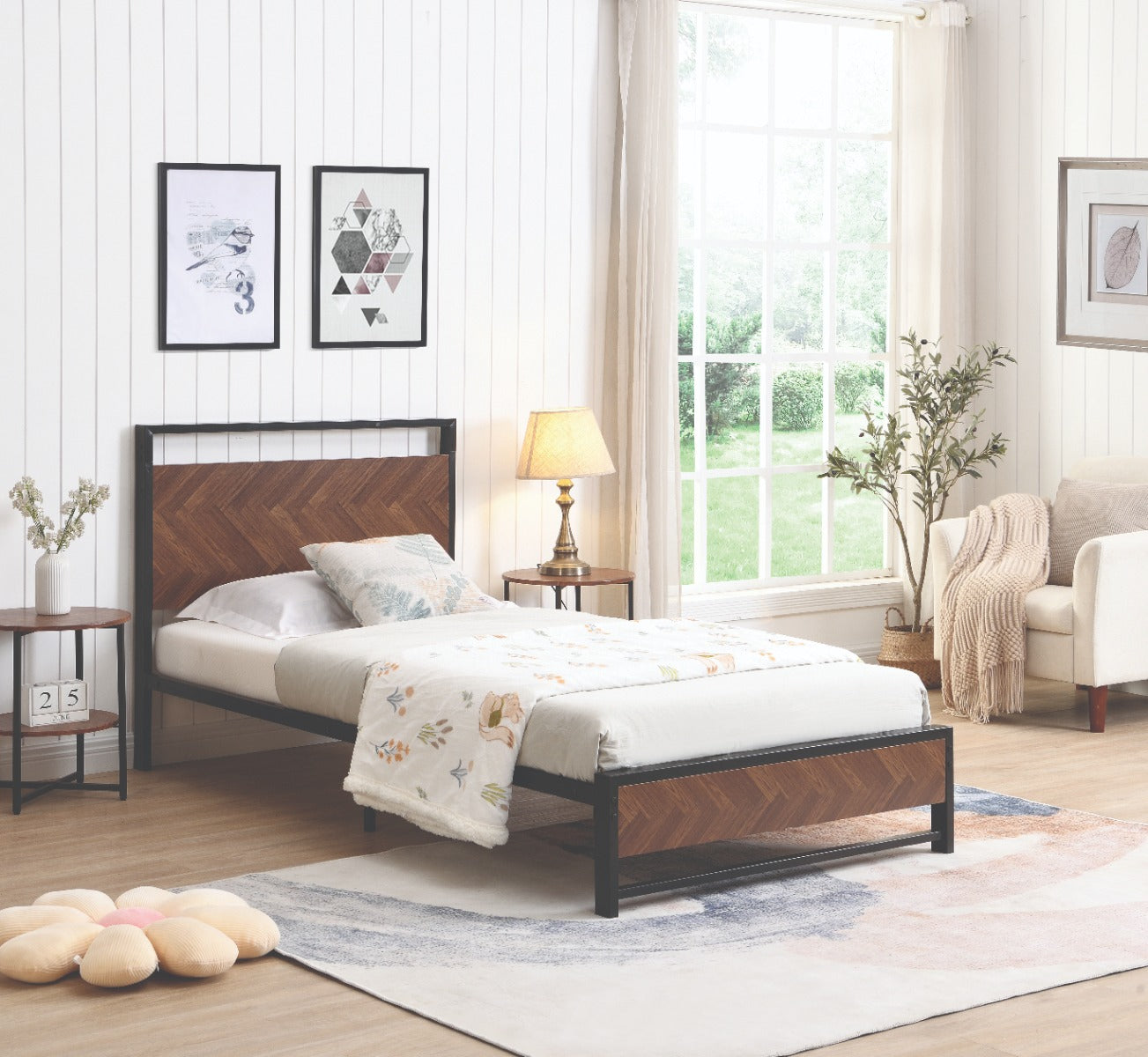 Atelier Du Nord- Mosaic Metal Wood Bed Frame