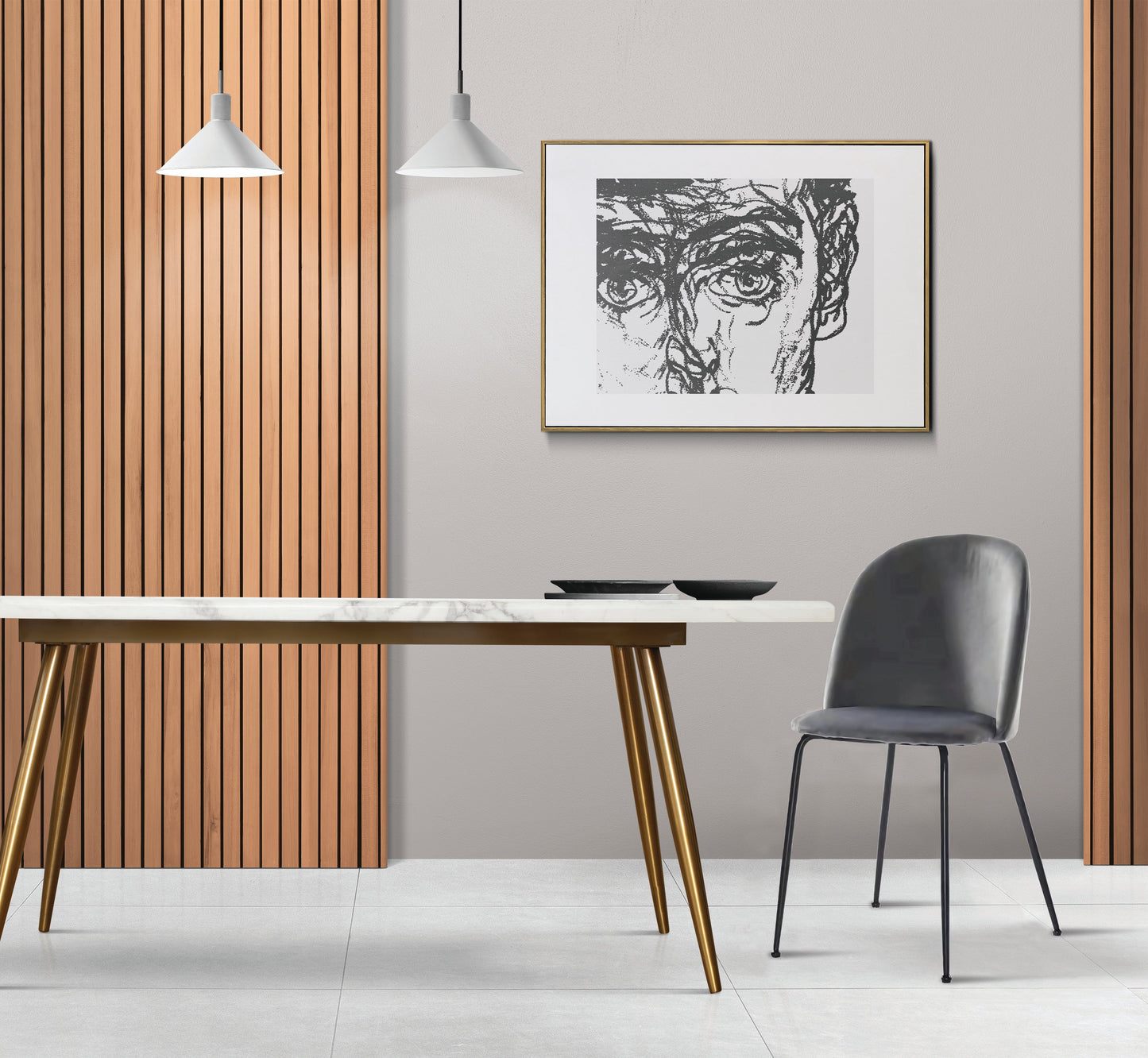 Atelier Du Nord - Dining Chair Velvet With Black Metal Leg
