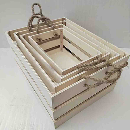 Atelier Du Nord - Wood Storage Crate-grey Wash 40x30x20cm