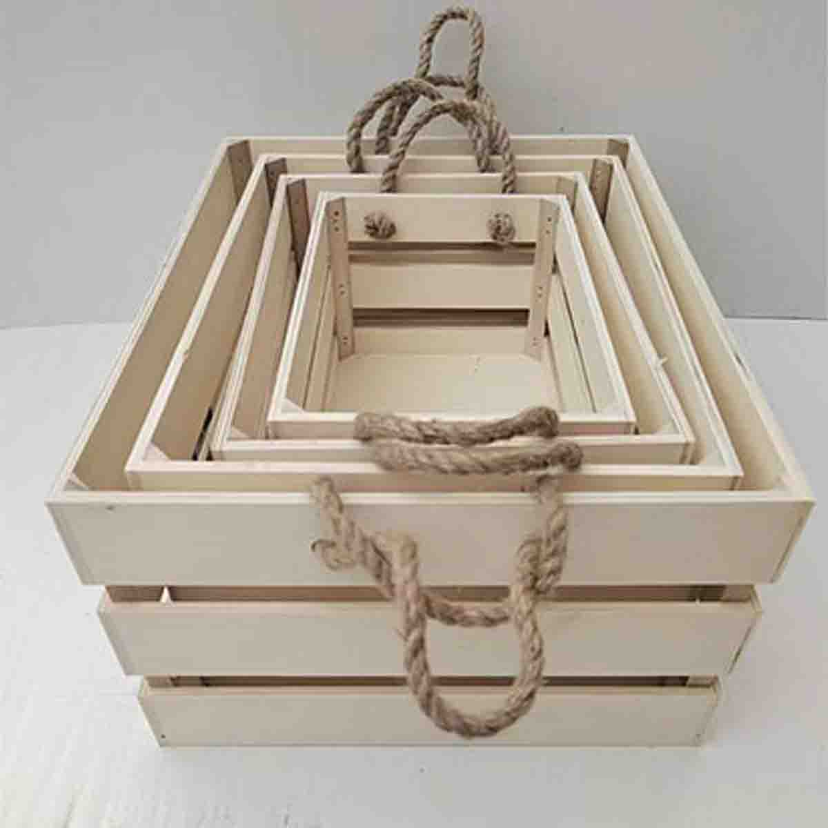ATELIER DU NORD -Wood Storage Crate-grey Wash 45x35x22cm