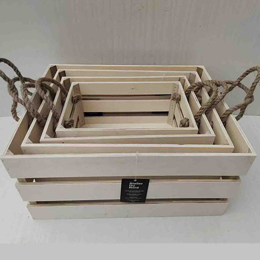 ATELIER DU NORD -Wood Storage Crate-grey Wash 45x35x22cm