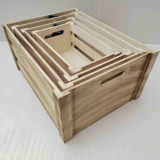 Atelier Du Nord - Wood Storage Crate Light Burn 29X18X14 cm