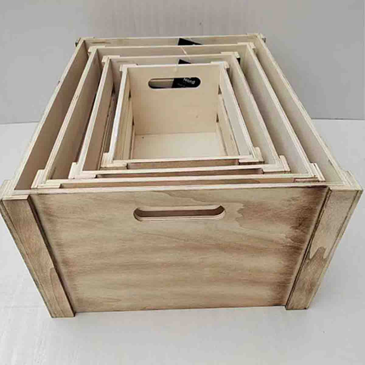 Atelier Du Nord - Wood Storage Crate Light Burn 39x28x18cm