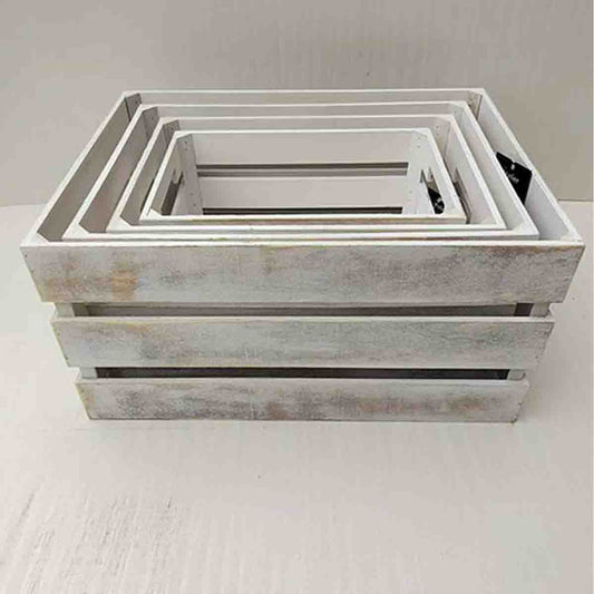 Atelier Du Nord - Wood Storage Crate White  40X30X20cm