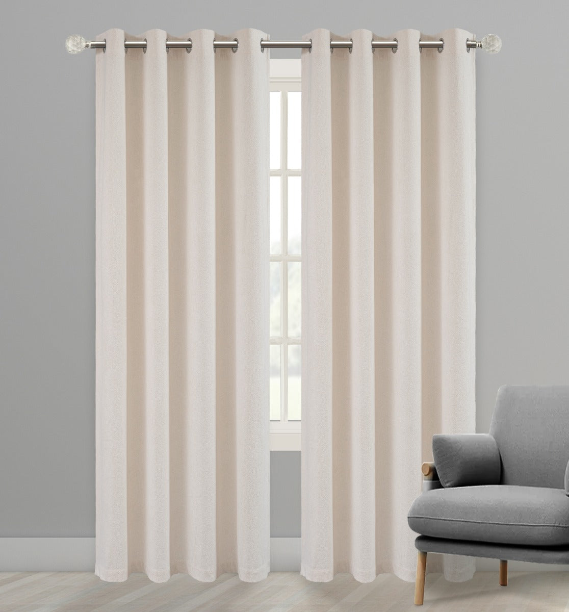 2pk Panels 52x84 Boucle Off White