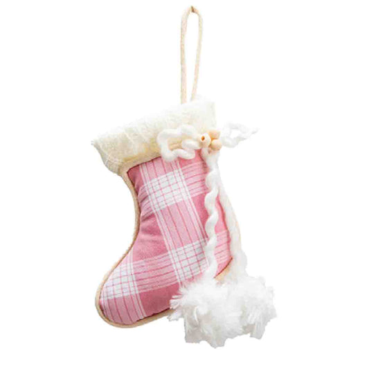 Fabric Glove & Sock Hanging Ornament With Pom Pom Tassel 15cm