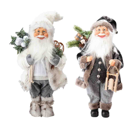 Fabric Santa with Fur Jacket 46cm
