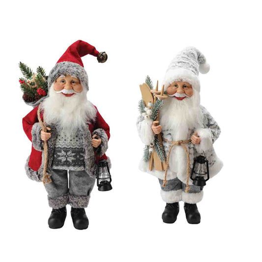 Fabric Standing Santa With Lantern 40cm