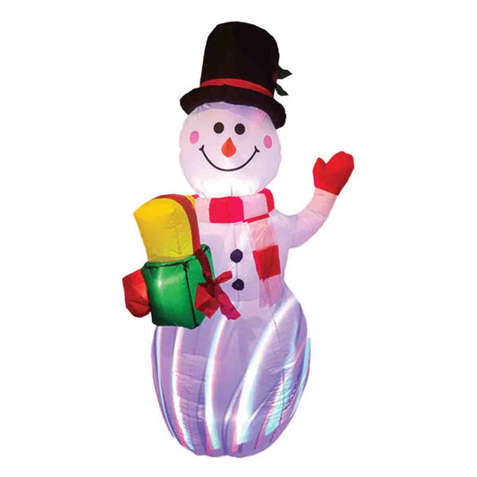 Inflatable Led Light Up Standing Snowman W/rgb Projector