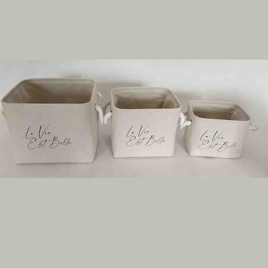 Lauren Taylor- Canvas Baskets with Text 10" D x8"Wx8" H