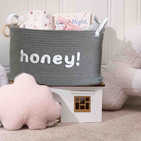 Lauren Taylor- Rectangular Rope Basket with White Boucle