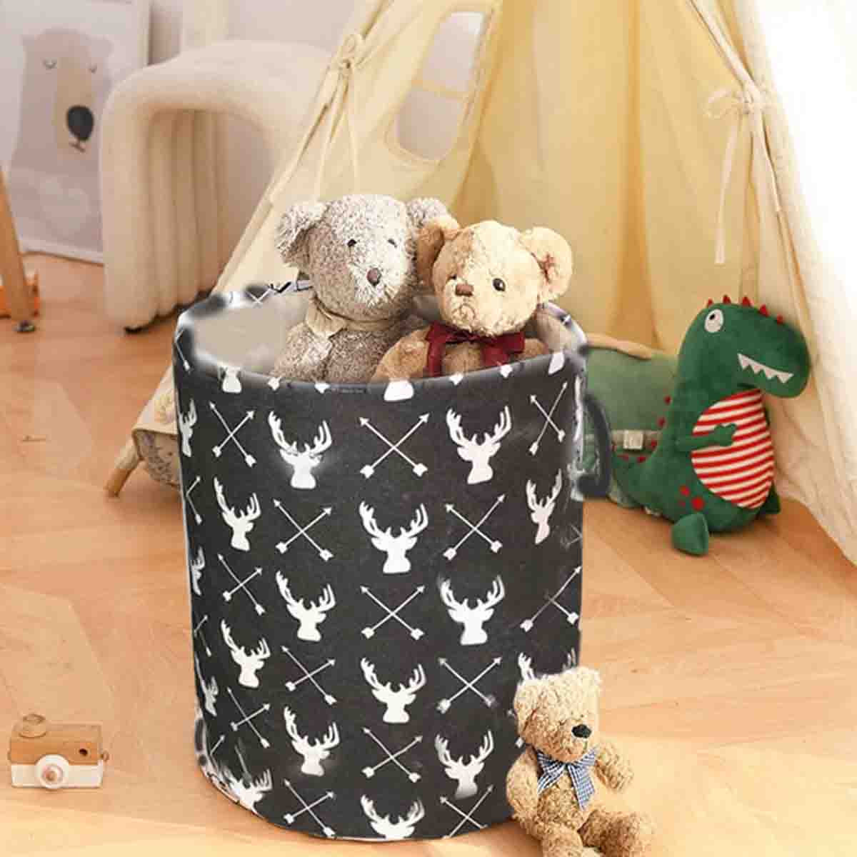 Lauren Taylor- Round Canvas Deer Print Baskets