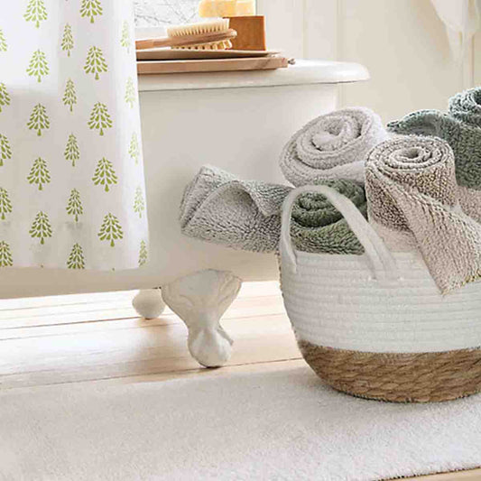 Lauren Taylor- White Round Rope Basket 12"X10"