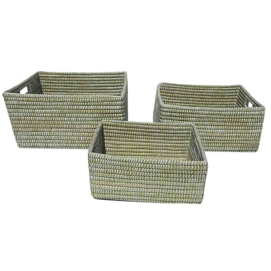 Lauren Taylor-Braided Seagrass Rectangular Basket 12" Lx18" Wx5" H