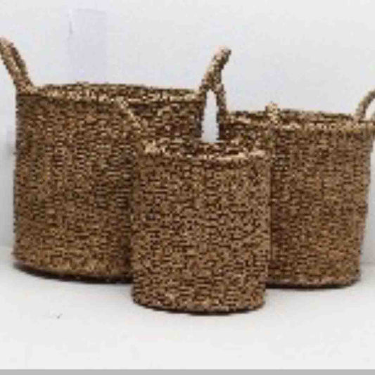 Lauren Taylor-Braided Seagrass Round Basket 12" D x10" H