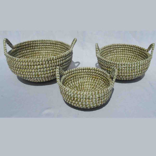 Lauren Taylor-Braided Seagrass Round Basket 8"Dx 4"H