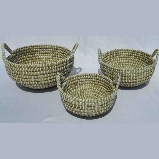 Lauren Taylor-Braided Seagrass Round Basket 12"x 6"