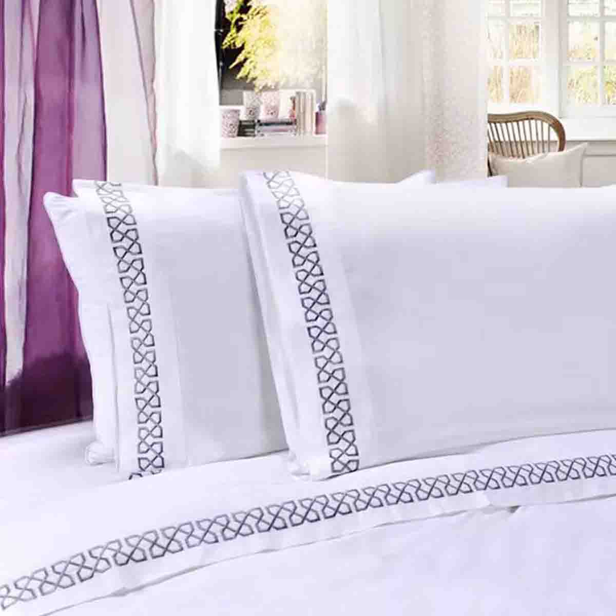 Lauren Taylor-Microfiber Embroidery Pair of 2 Pillowcases