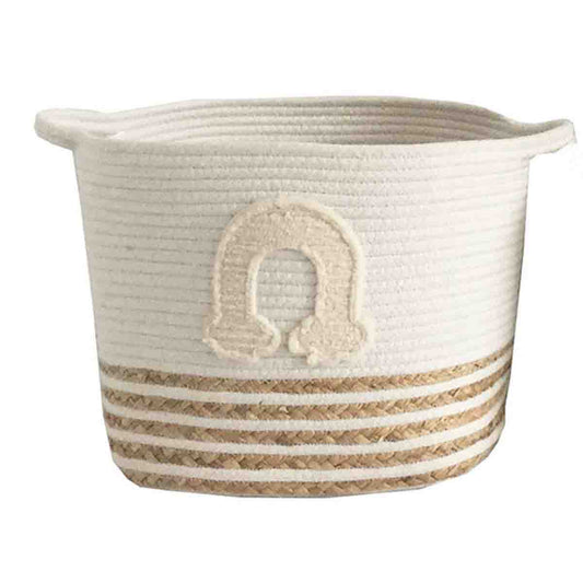 Lauren Taylor-Rope Basket with Arc Applique 8"L x 8 W" x 8"H