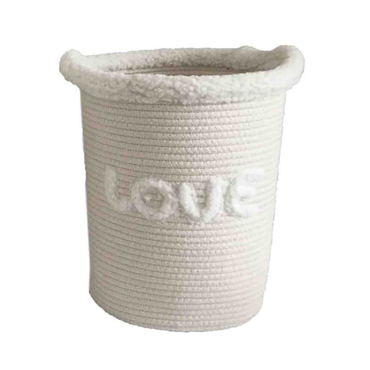 Lauren Taylor-Round Rope Baskets with Sherpa Trim 12"D x18" H