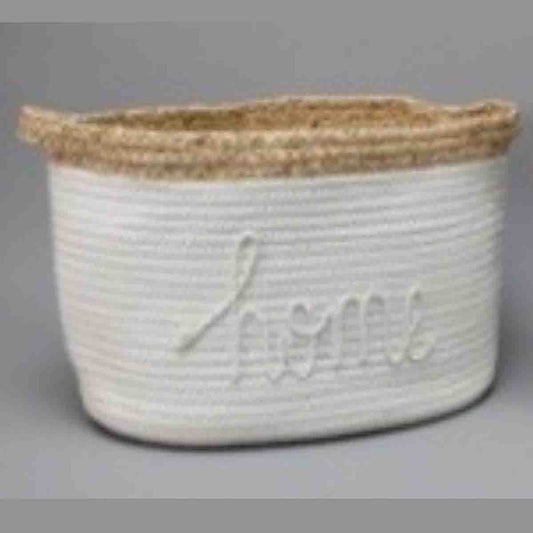 Lauren Taylor-White Rope Basket with Home Applique 12"L x 8 W" x 8"H