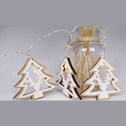 Lauren Taylor - 10 Pcs Light Chain With Wooden Tree With  Reindeer