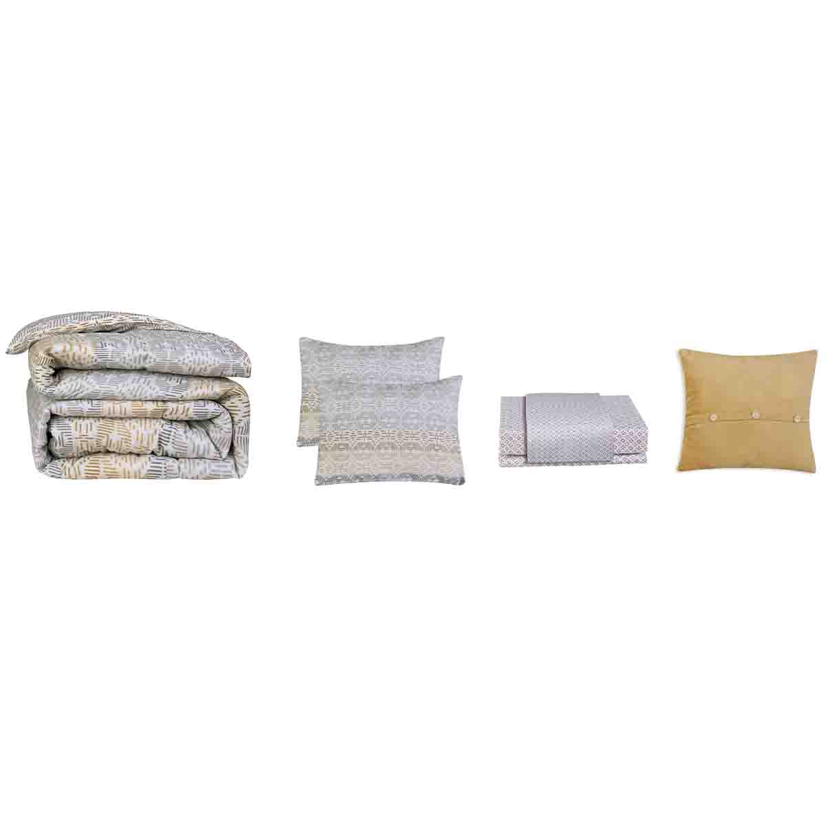 Lauren Taylor - 8 PCS Comforter set Mustard/grey