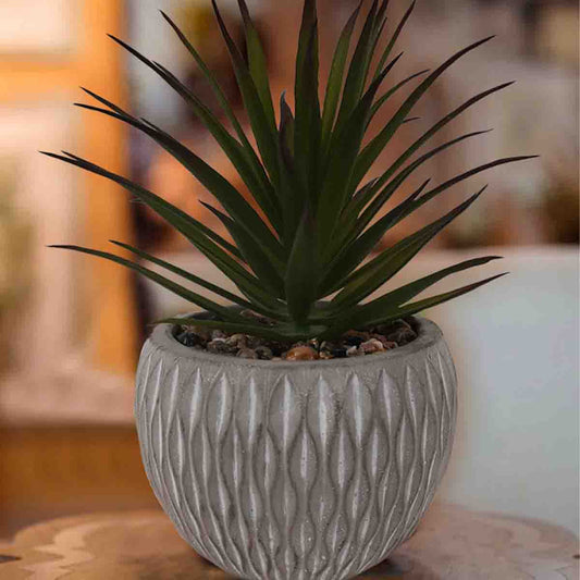Lauren Taylor - Artificial Succulents in round Grey Cement Pots