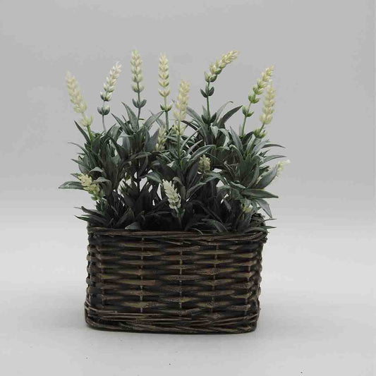 Lauren Taylor -Artificial Foliage in Brown Plastic Wicker Basket