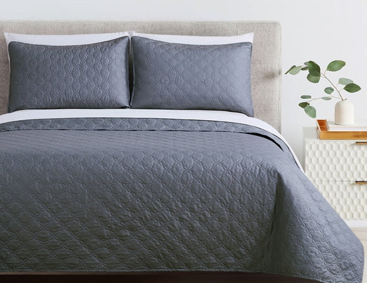 Lauren Taylor ERICA- 3 PC Quilt set Grey