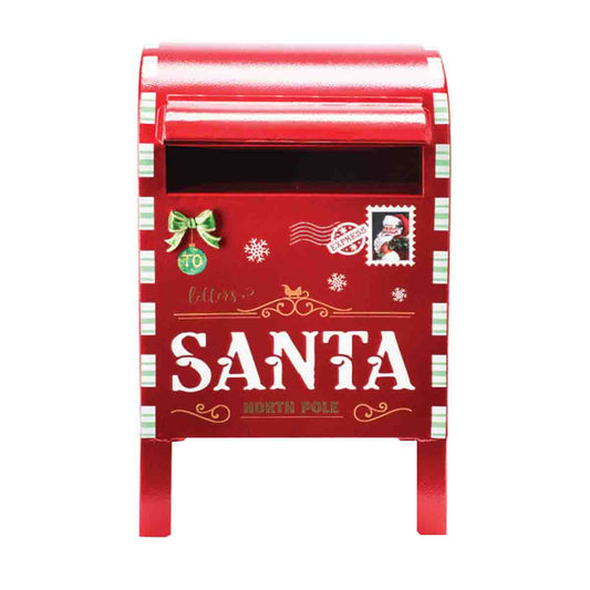 Metal Santa Design Mailbox Table Top 20x33cm Red/white