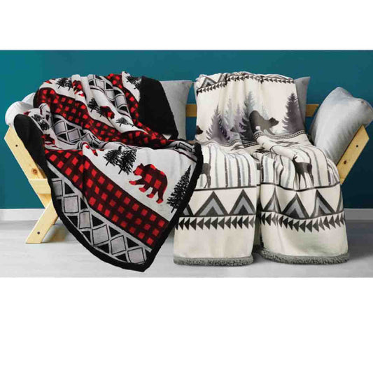 Throw 50x60 Mont Blanc Velour Sherpa Asst